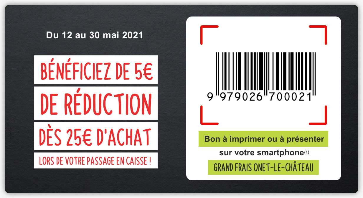 BÉNÉCIEZ DE 5€ DE RÉDUCTION D’ACHAT